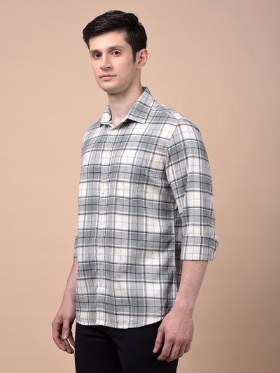 Grey Checked 100% Cotton Shirt