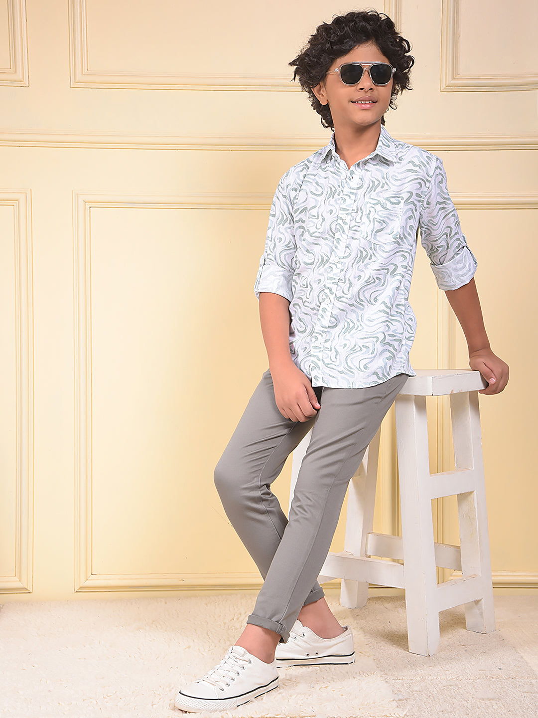 Grey Printed Trousers