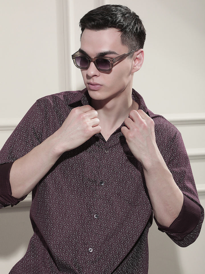 Trendy Wine Printed Shirt