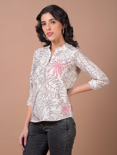 Pink Floral Print V-Neck Top