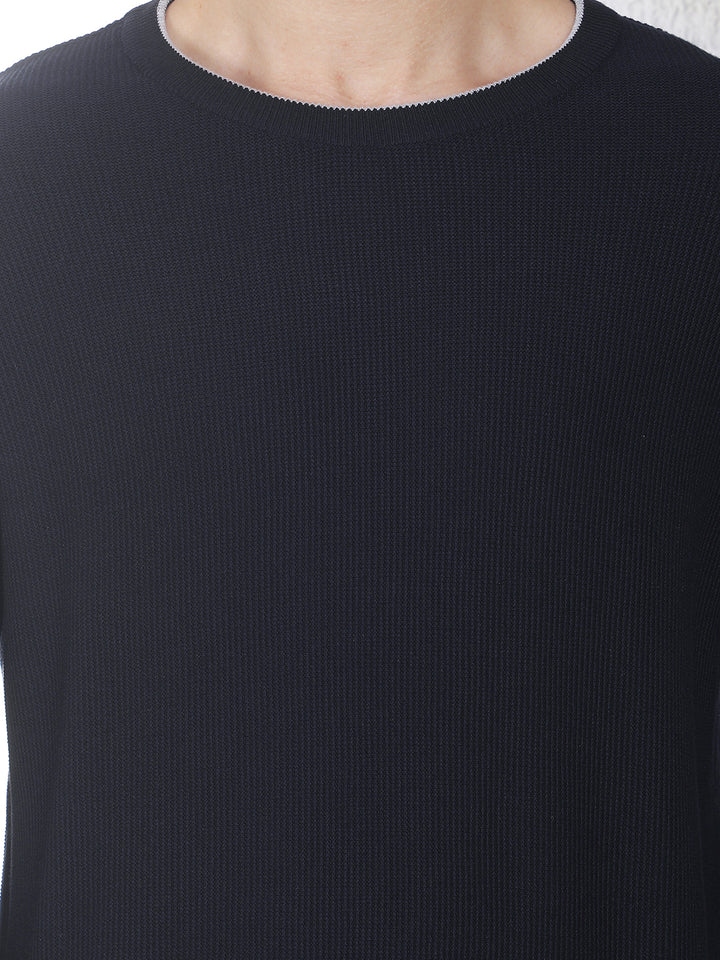 Navy Blue Oversized Round Neck Sweater