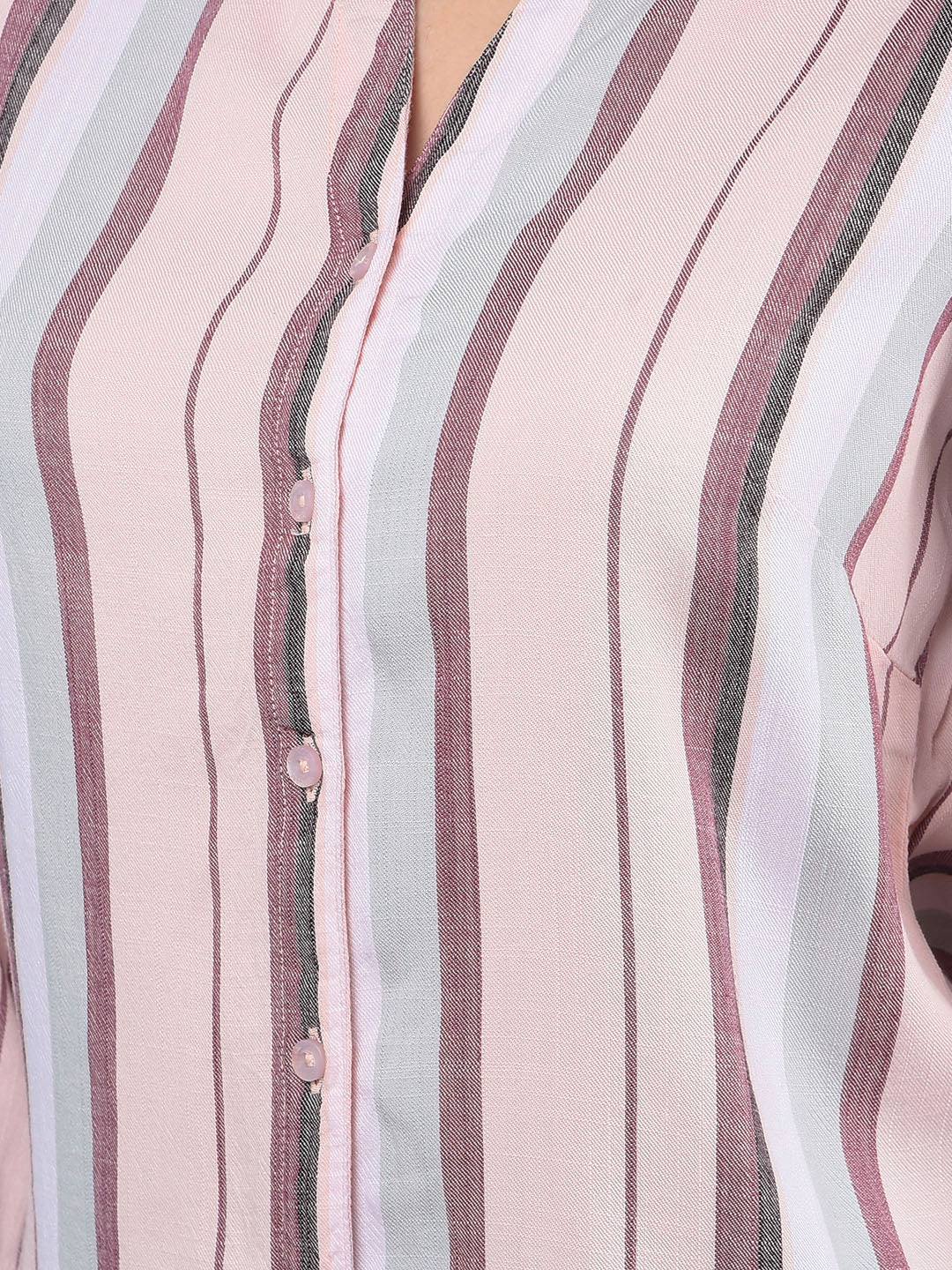 Pink Floral Print Shirt-Women Shirts-Crimsoune Club