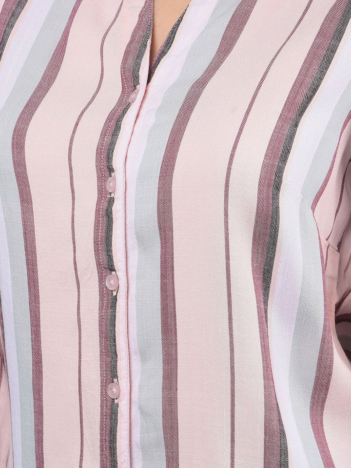 Pink Floral Print Shirt-Women Shirts-Crimsoune Club