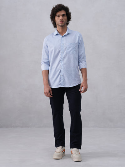 Blue Printed 100% Cotton Shirt