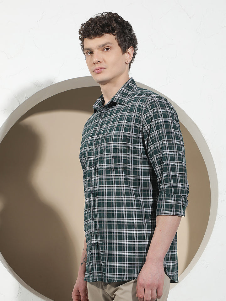 Green Checked 100% Cotton Shirt