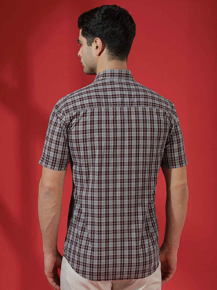 100% Cotton Wine Checked Shirt