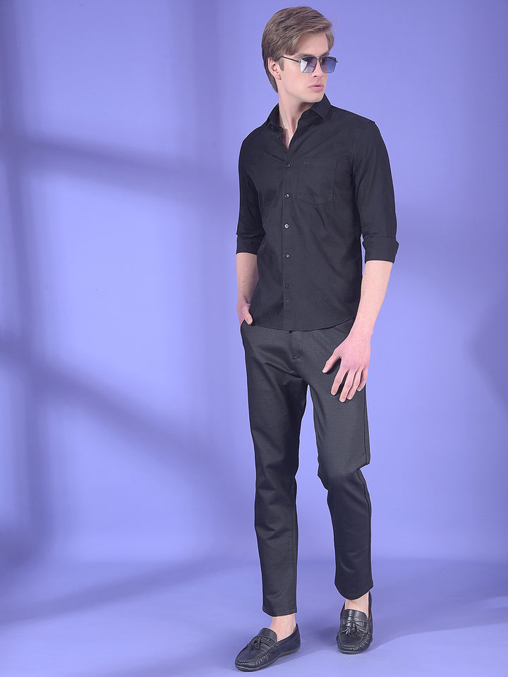 Black Jacquard 100% Cotton Shirt