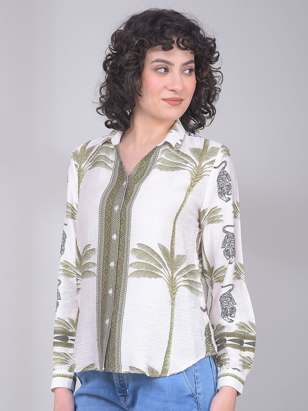 Green Floral Print Shirt