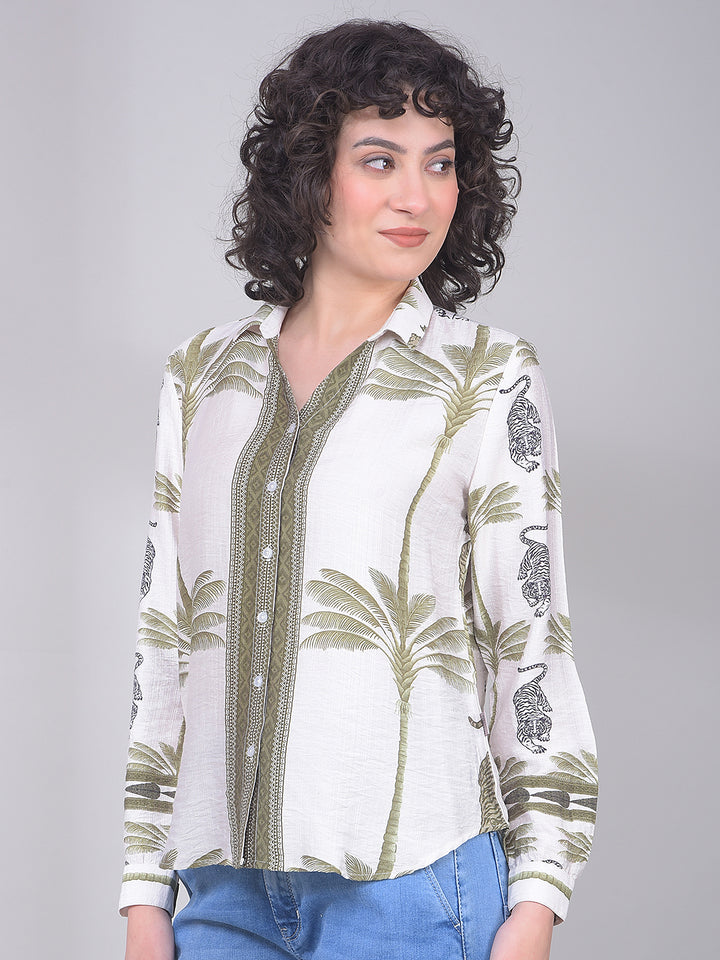 Green Floral Print Shirt