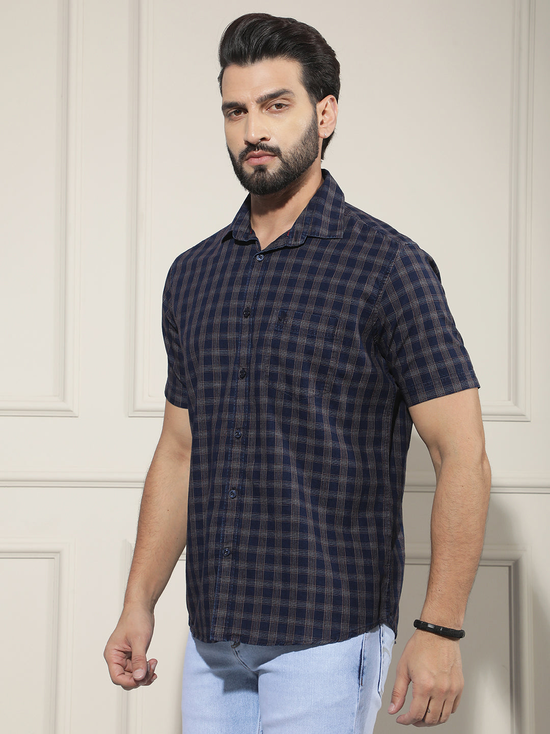 Maroon Checked 100% Cotton Shirt