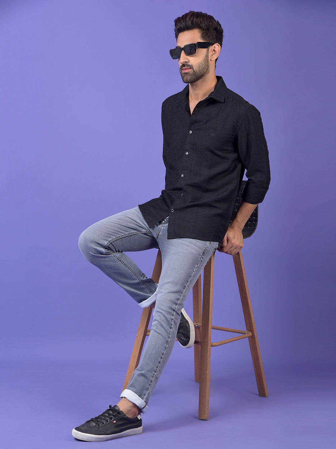 Black Textured Shirt