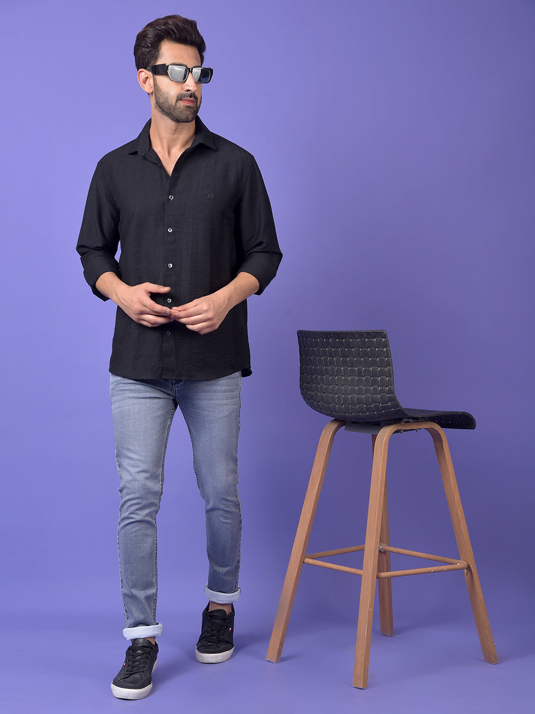 Black Textured Shirt