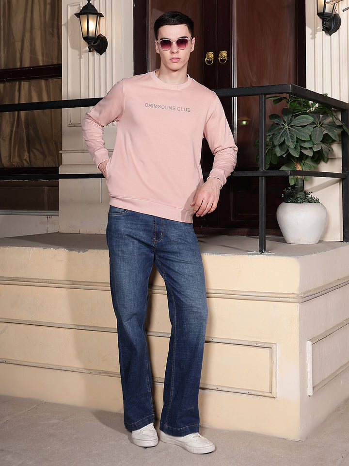 Pink Typographic Print Round Neck Sweatshirt