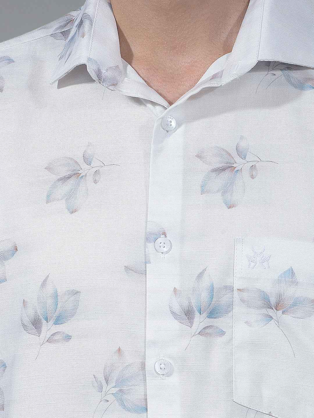 White Floral Print Shirt