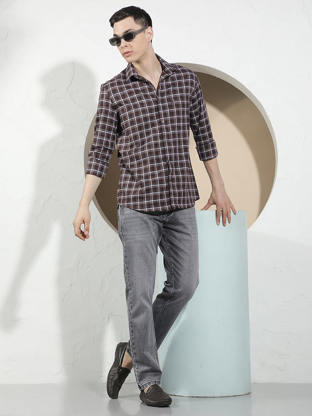 Grey Cotton Straight Jeans