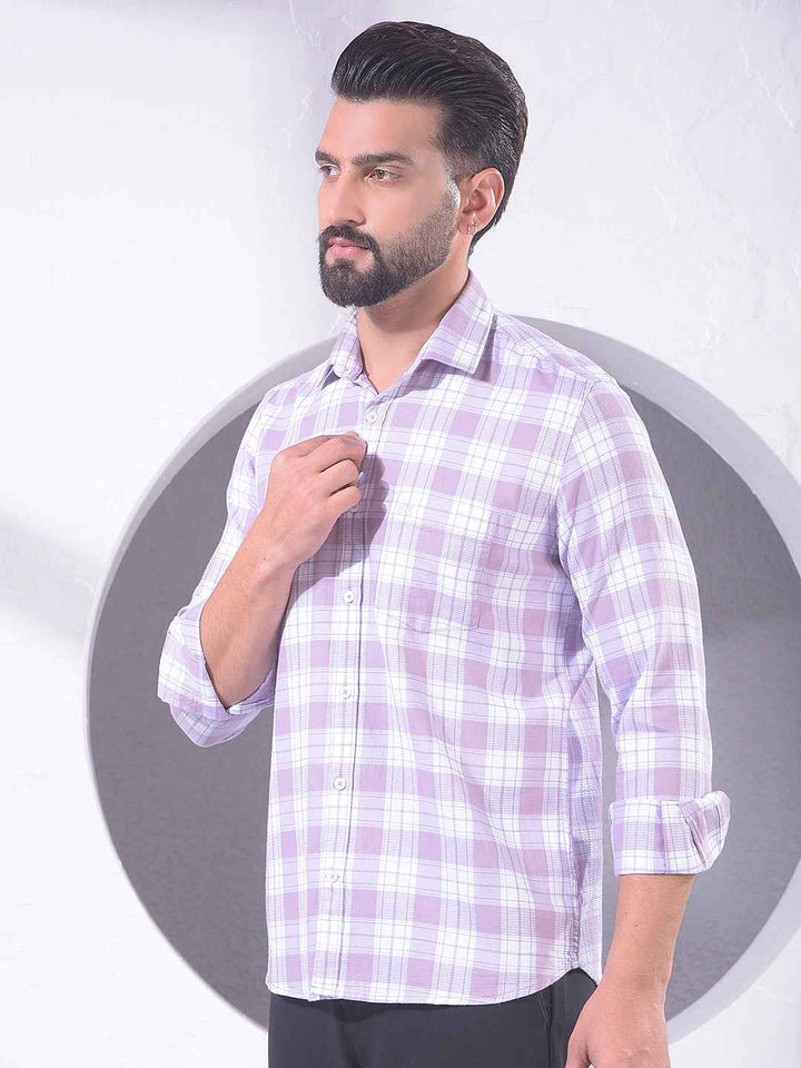 Purple Checked 100% Cotton Shirt