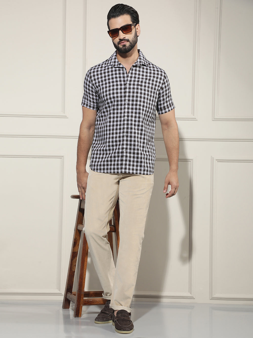 Brown Checked 100% Cotton Shirt