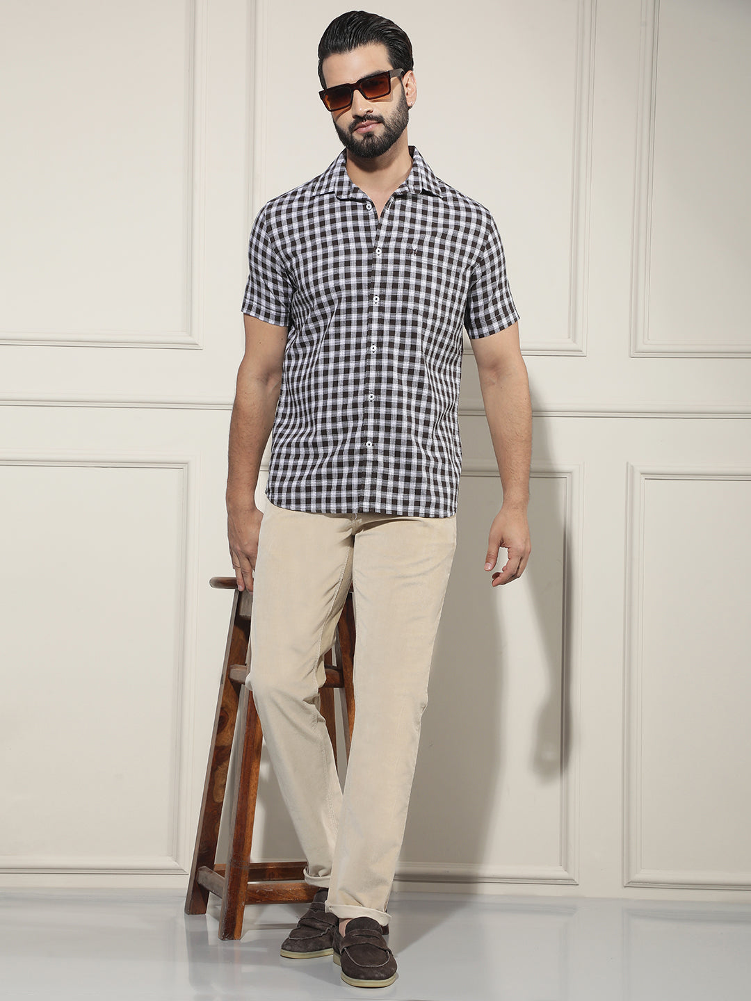 Brown Checked 100% Cotton Shirt