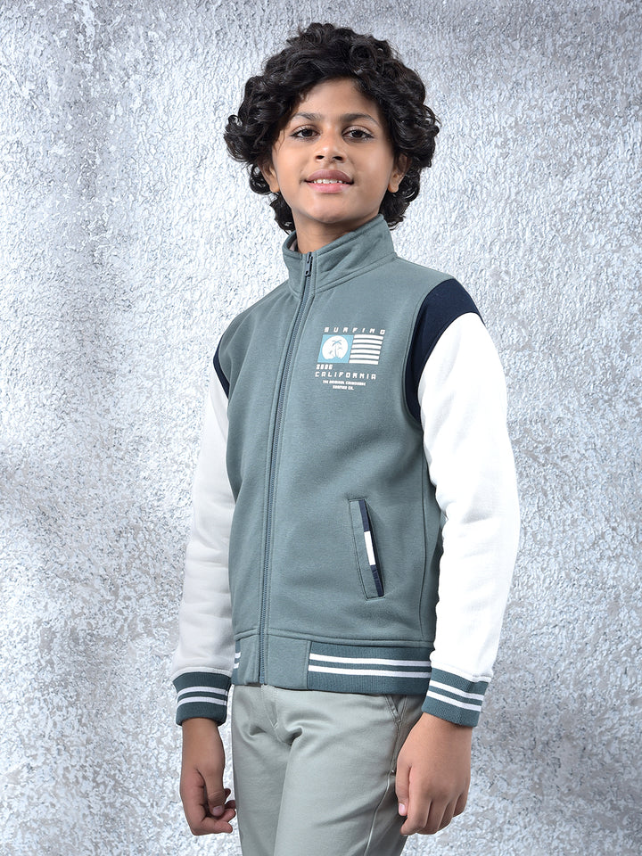 Green Color-Block Sweatshirt