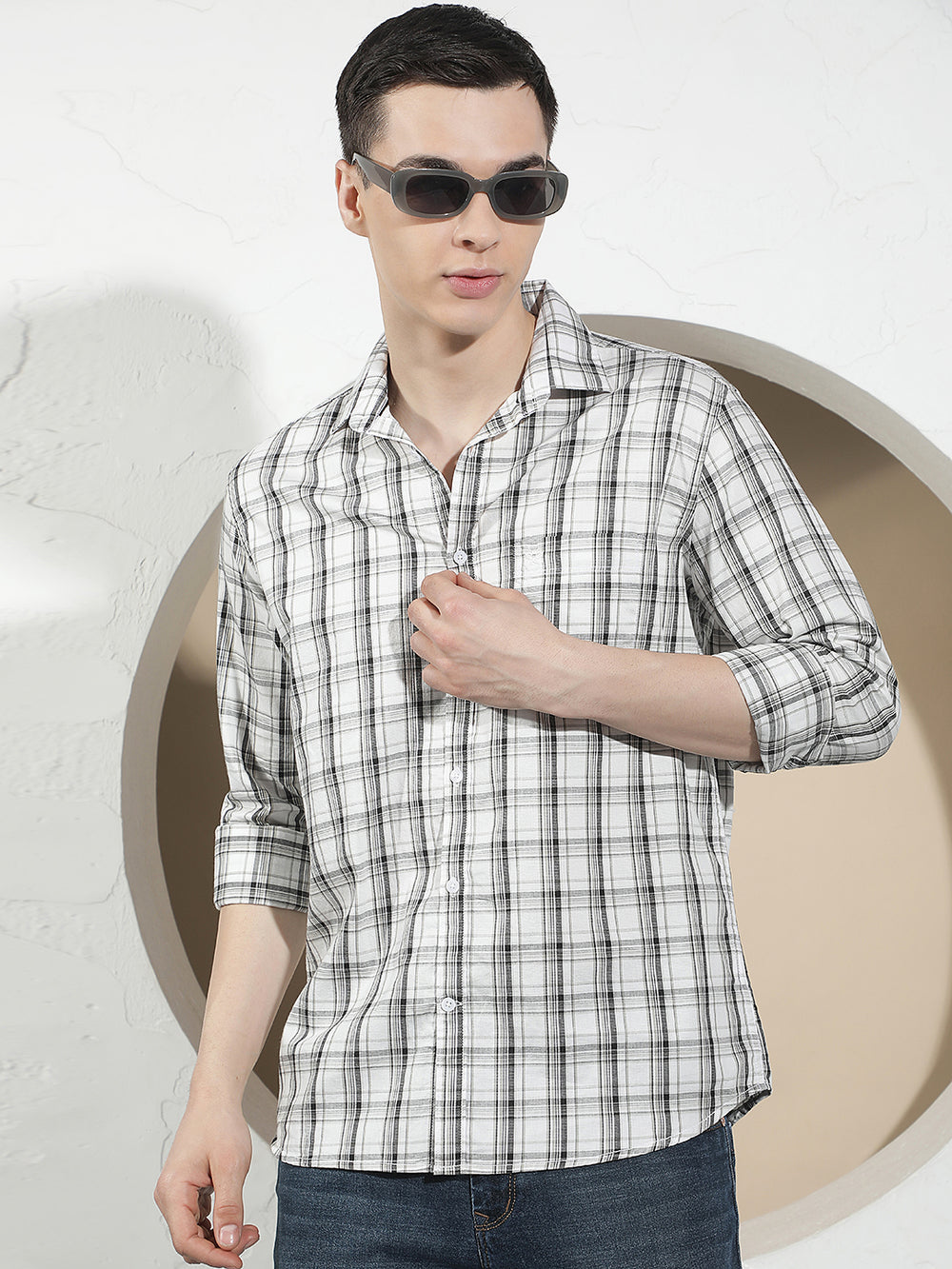 White Checked 100% Cotton Shirt