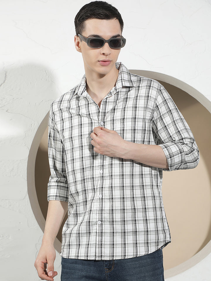 White Checked 100% Cotton Shirt