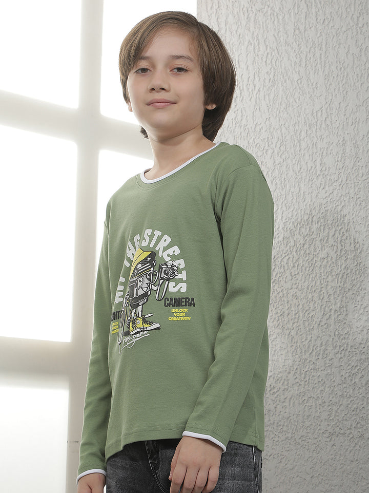 Fern Green Graphic Print 100% Cotton T-Shirt
