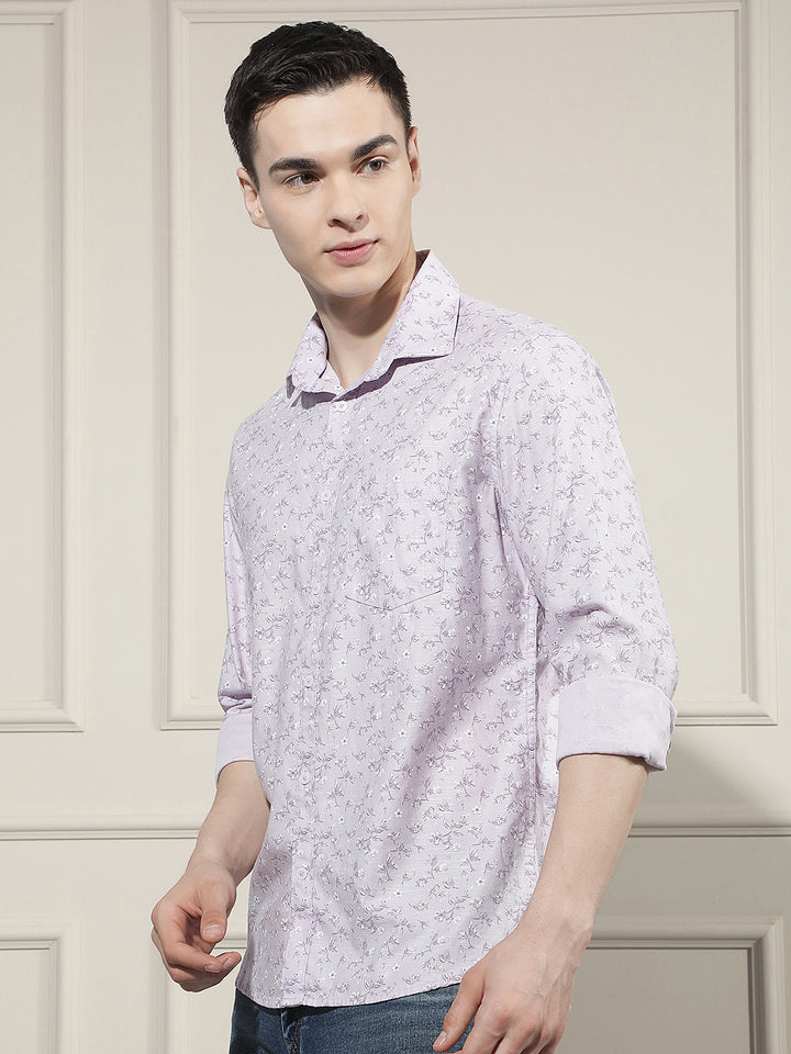 Purple Floral Print Shirt