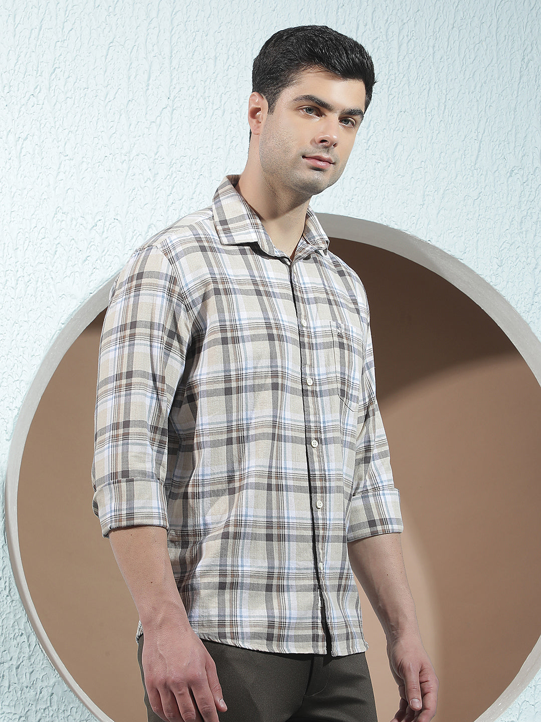 Yellow 100% Cotton Checked Shirt