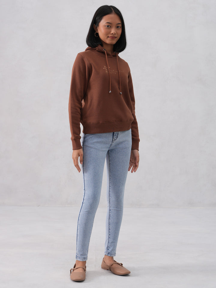 Brown Hooded Neck Sweatshirt