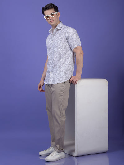 Grey Floral Print Shirt