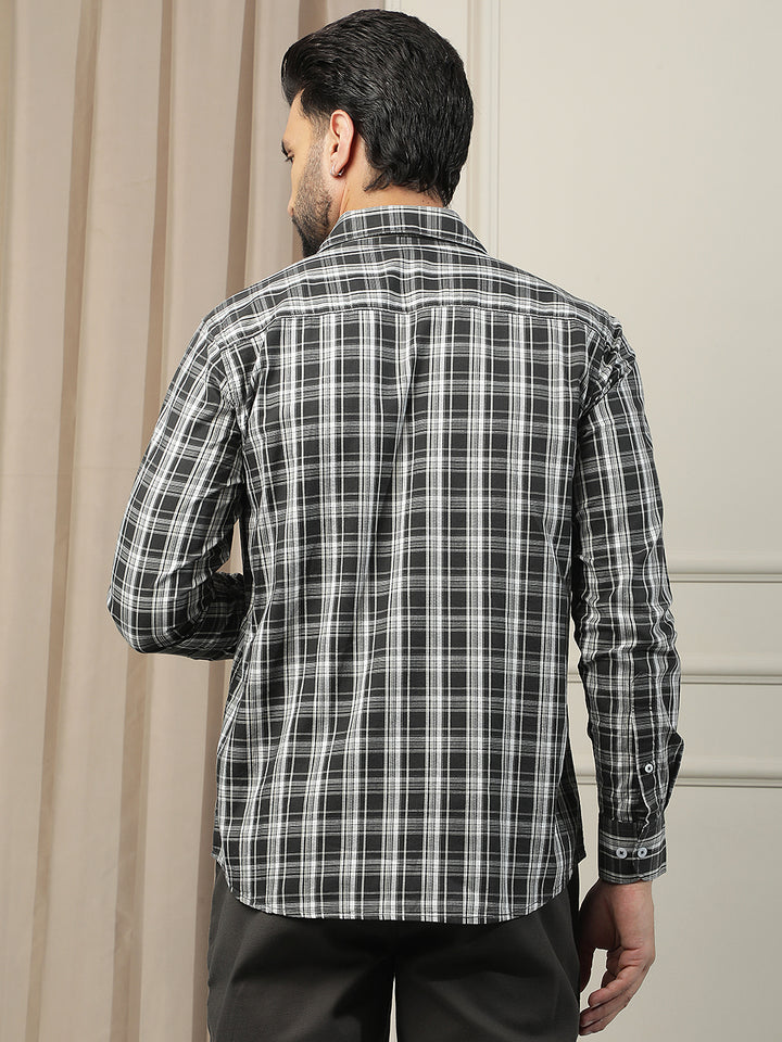 Black Checked 100% Cotton Shirt