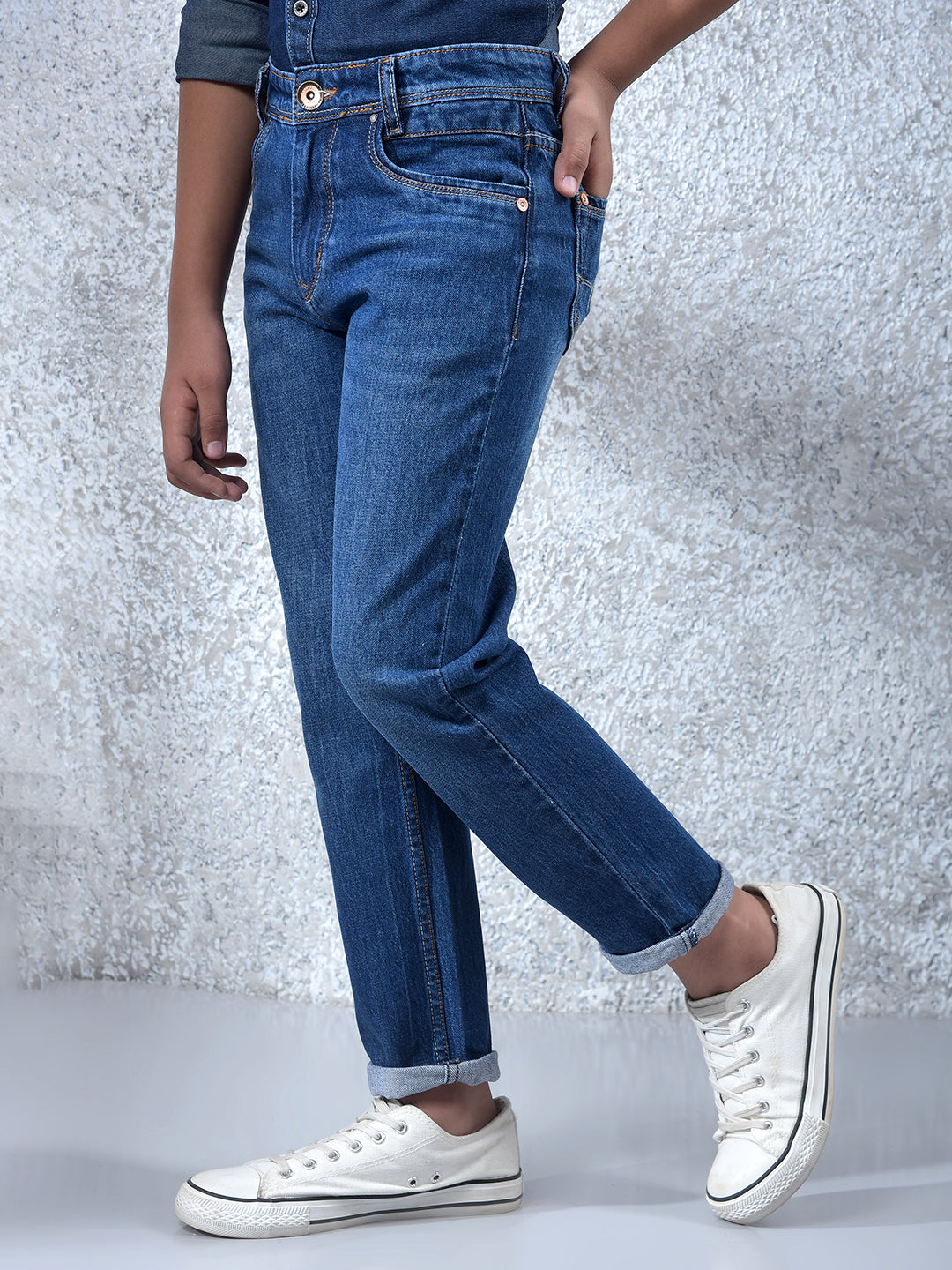 Contemporary Navy Blue Straight Jeans