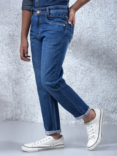 Contemporary Navy Blue Straight Jeans