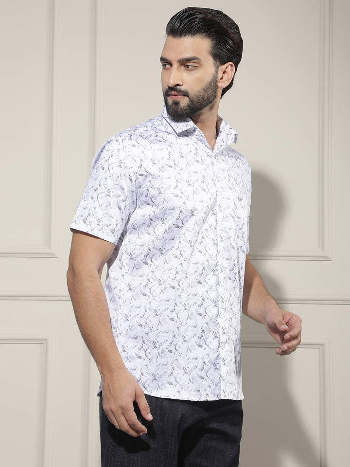White Printed 100% Cotton Shirt