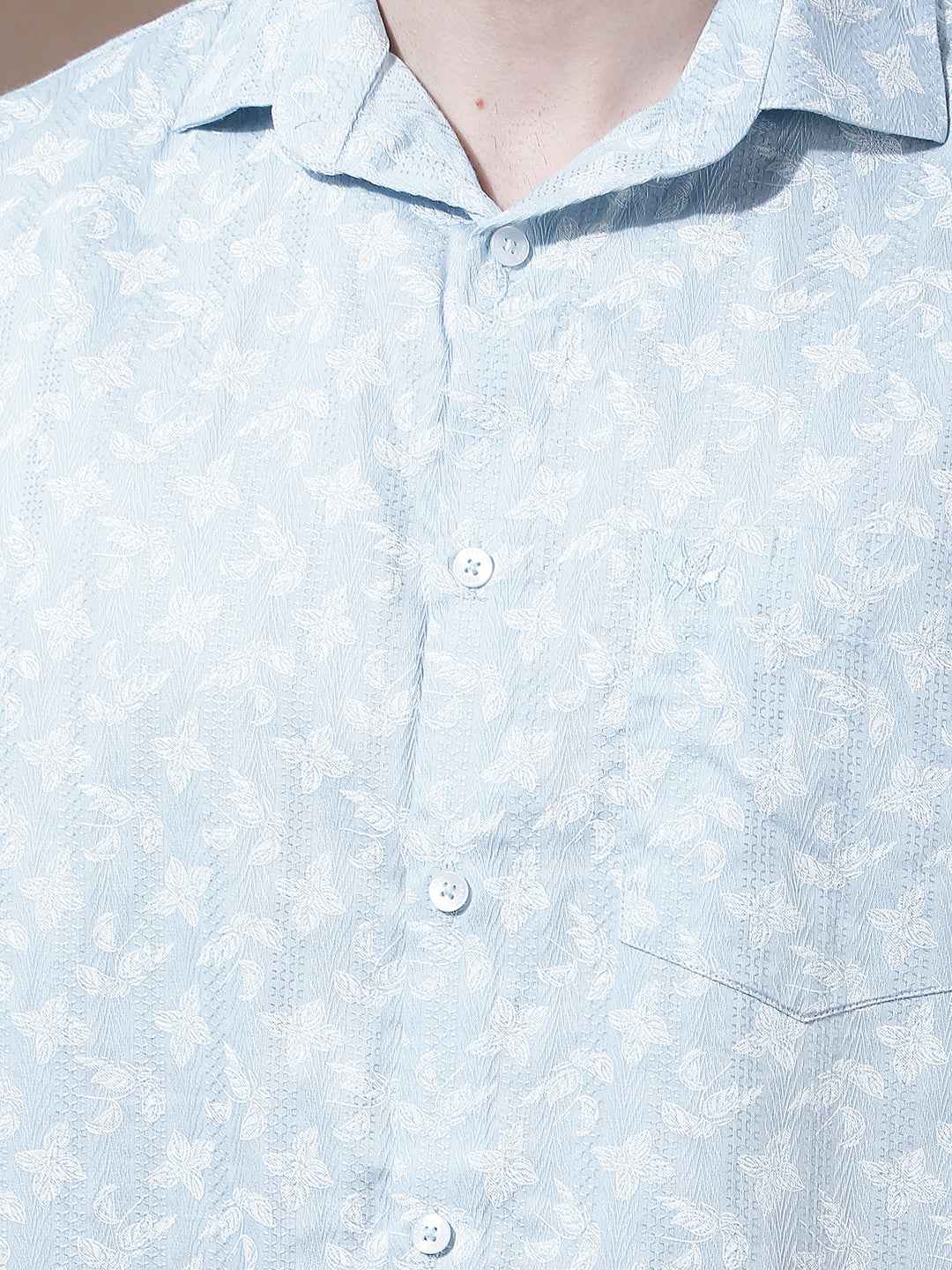 Blue Floral Print Shirt