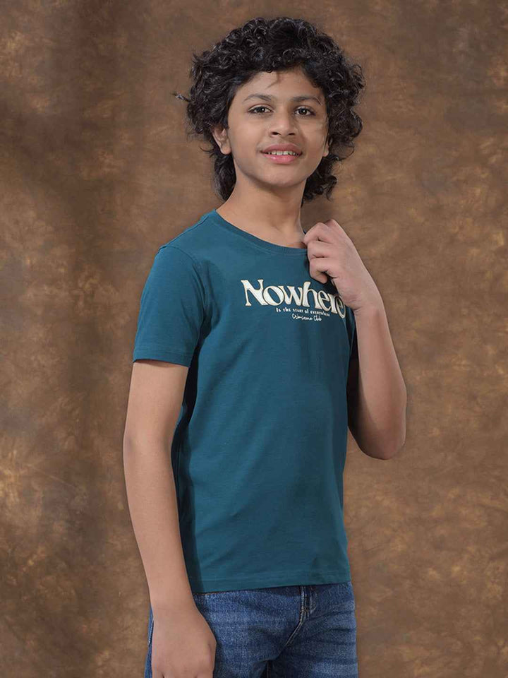 Green Typographic Print T-Shirt