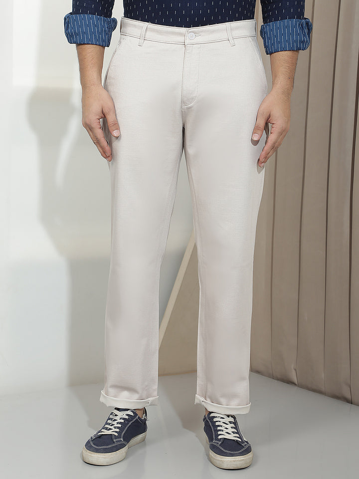 Beige Straight Trousers