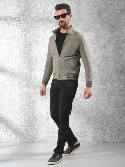 Beige Checked Puffer Jacket