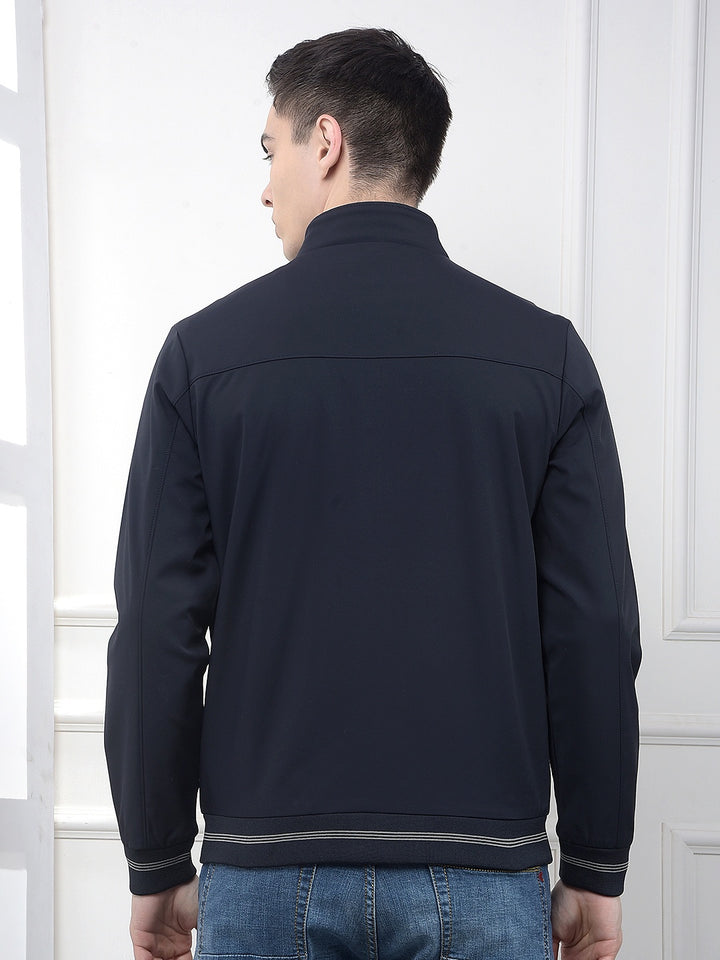Minimalist Design Navy Blue Puffer Jacket