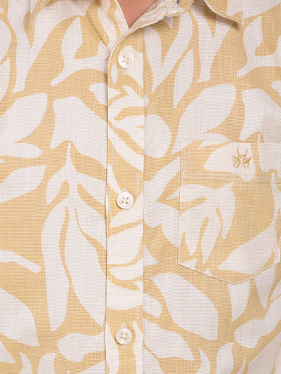Beige Printed 100% Cotton Shirt