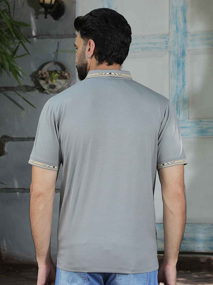 Classic Grey Casual Polo T-Shirt