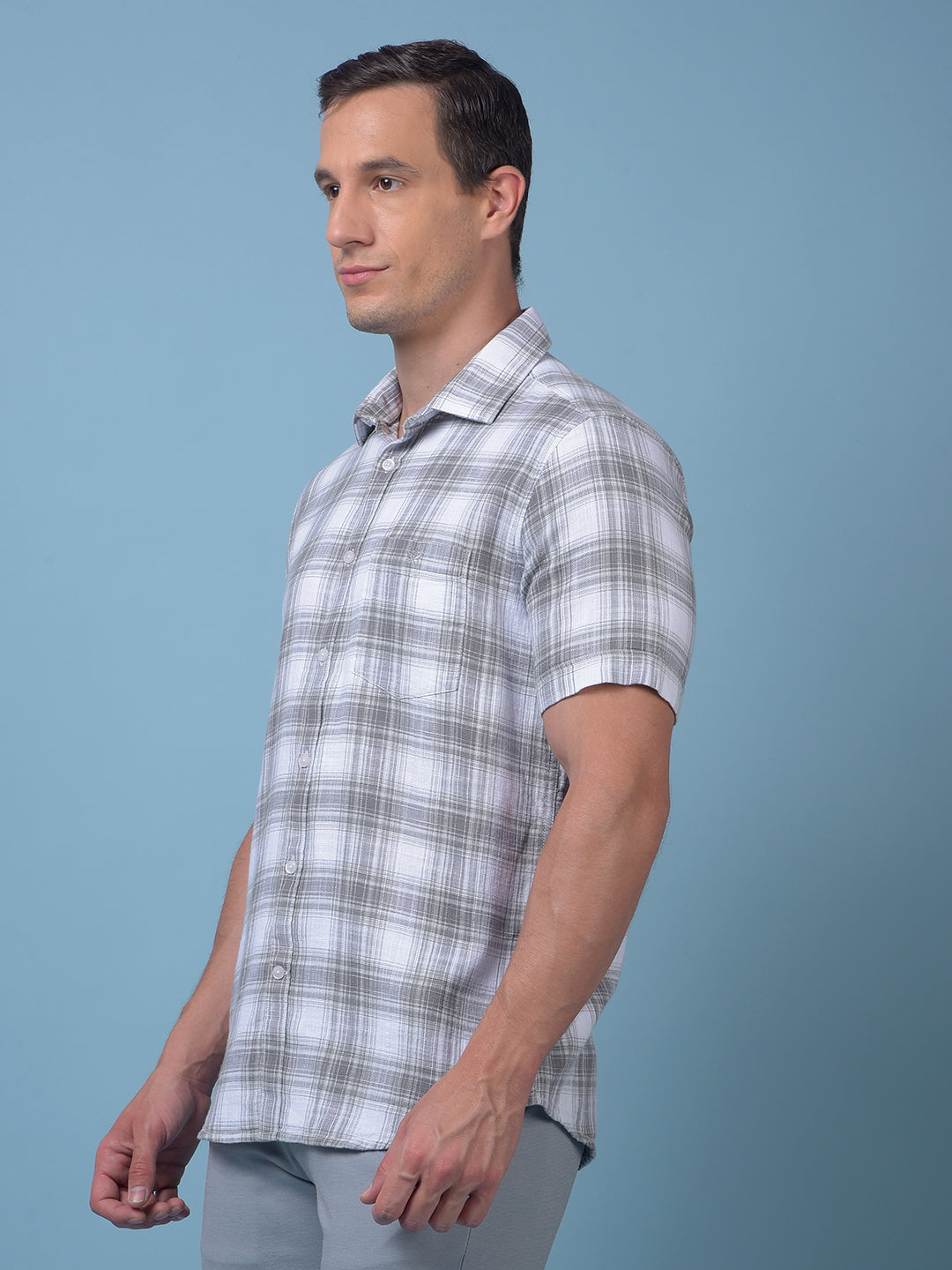 Grey Checked 100% Cotton Shirt