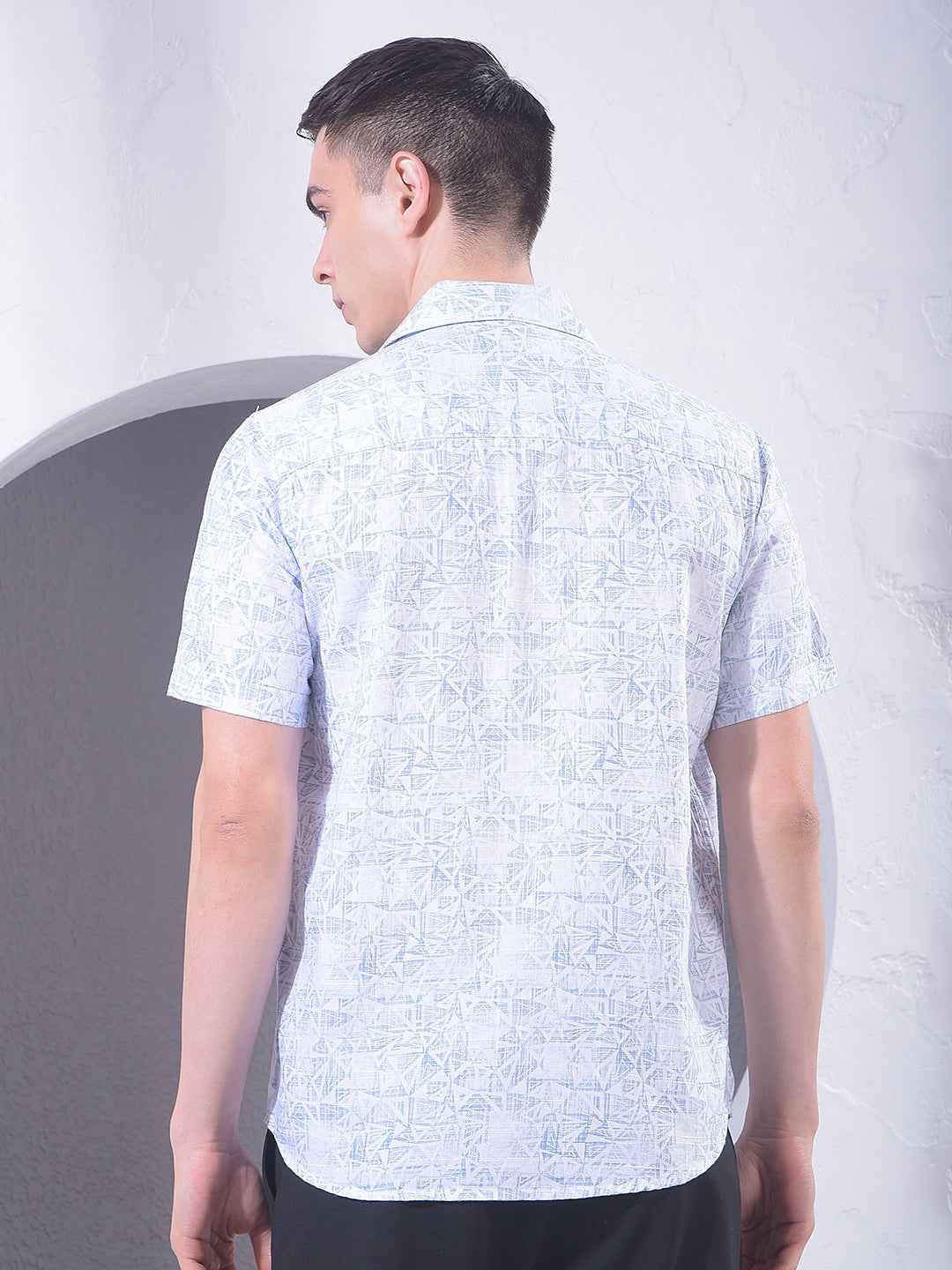 Sleek Blue Chic Printed Shirt