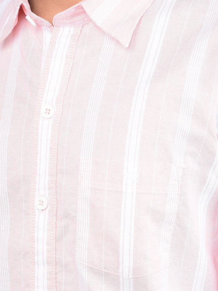 Pink Vertical Stripes 100% Cotton Shirt-Boys Shirts-Crimsoune Club
