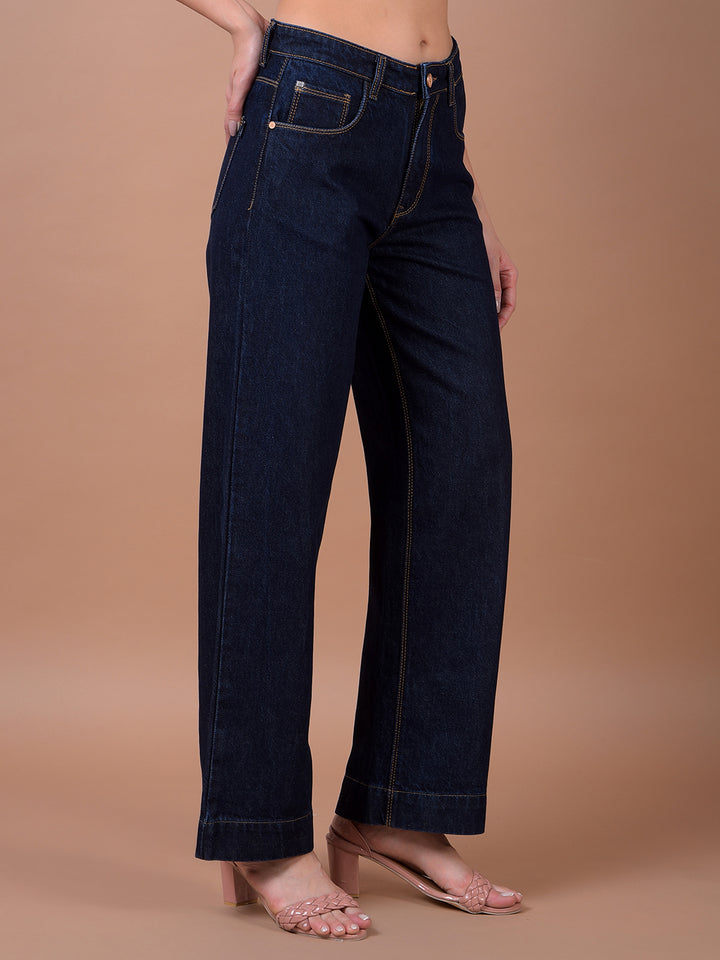 Blue Wide Leg 100% Cotton Jeans