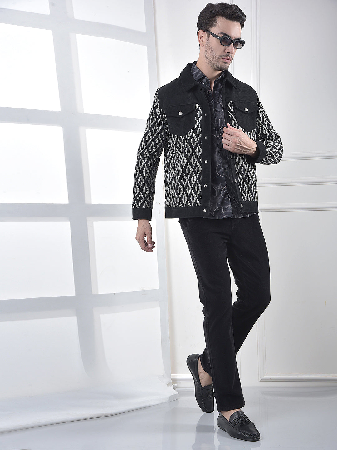 Breathable Black Jacquard Shacket