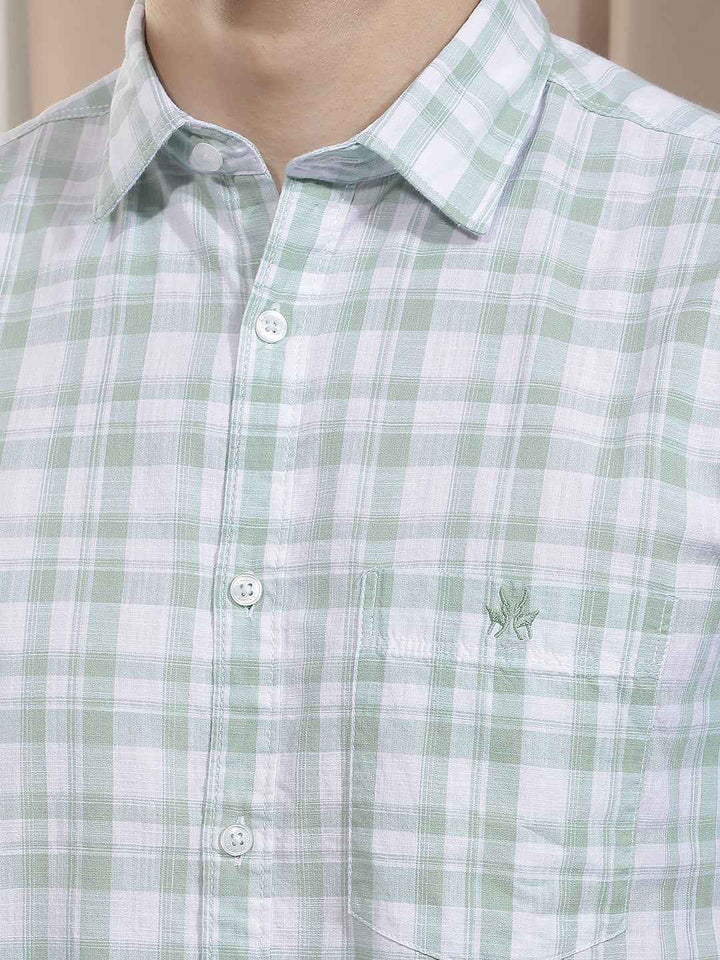 Green Checked 100% Cotton Shirt