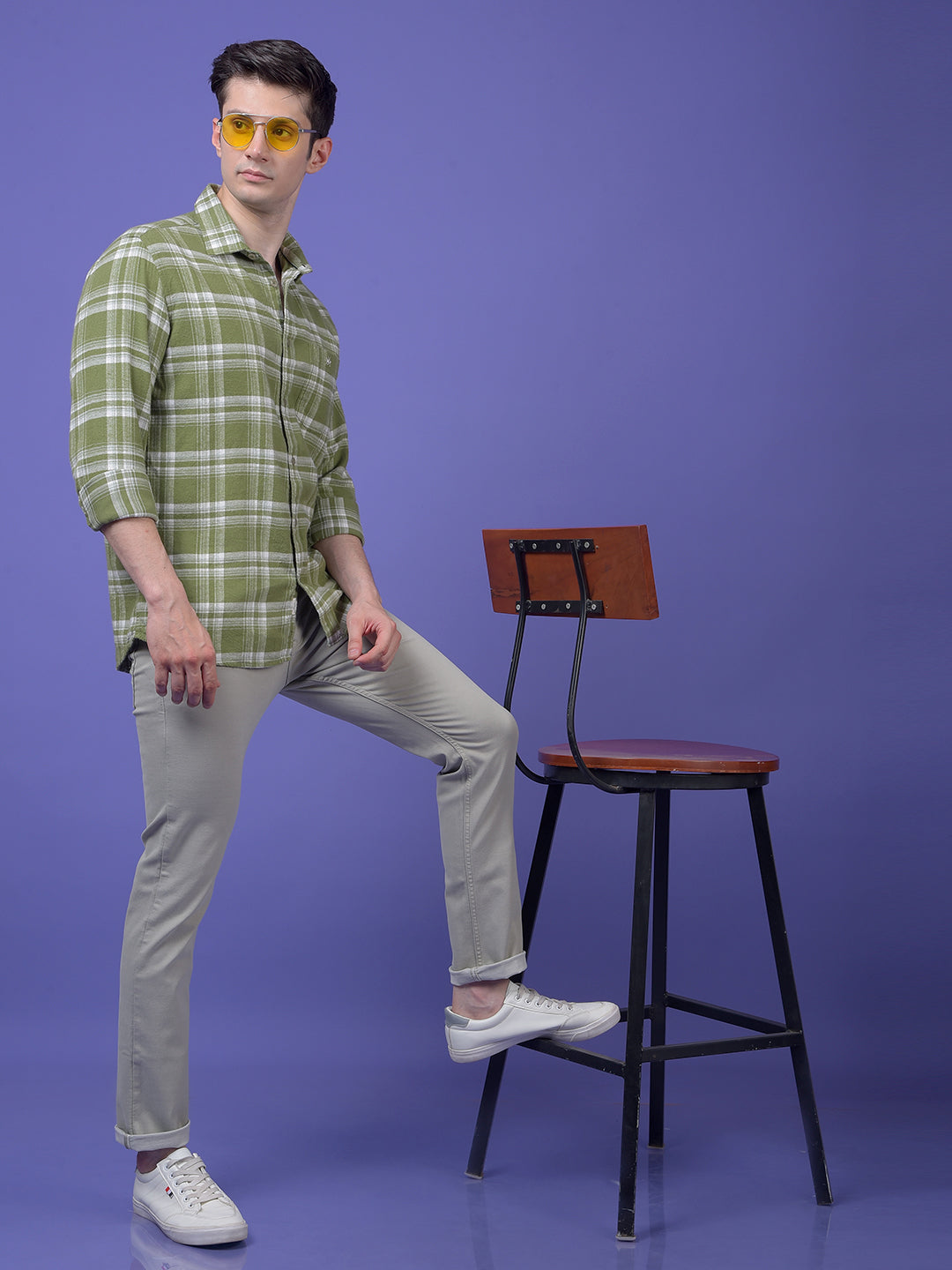 Green Checked 100% Cotton Shirt