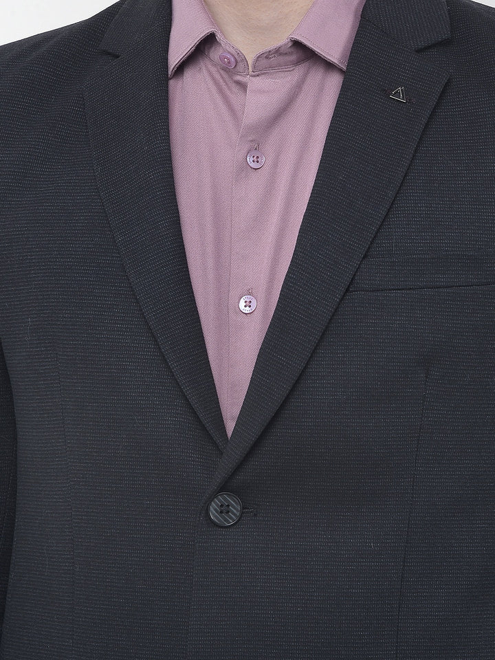 Black Notched Lapel Single-Breasted Blazer