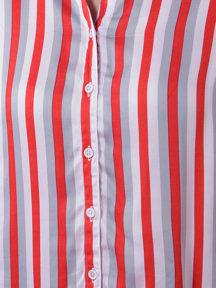 Red Vertical Stripes 100% Modal Shirt